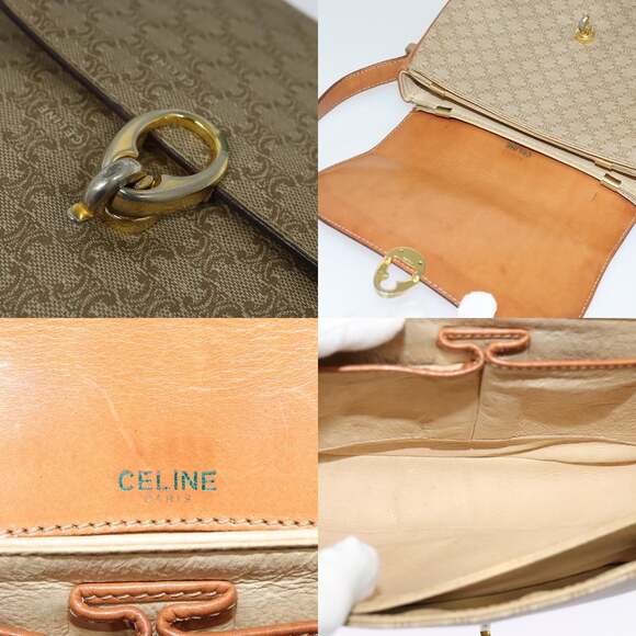 CELINE Macadam Canvas Shoulder Bag Pvc Beige Gold - Picture 11 of 13